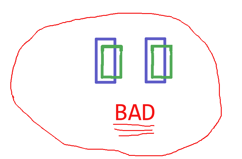 BAD Design for Assembly -Solder paste pads out-of-register with solder mask openings